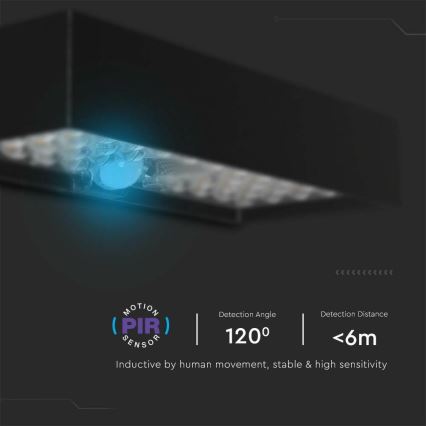 Soldrevet LED væglampe med sensor LED/6W/3,7V IP65 4000K 3000 mAh sort