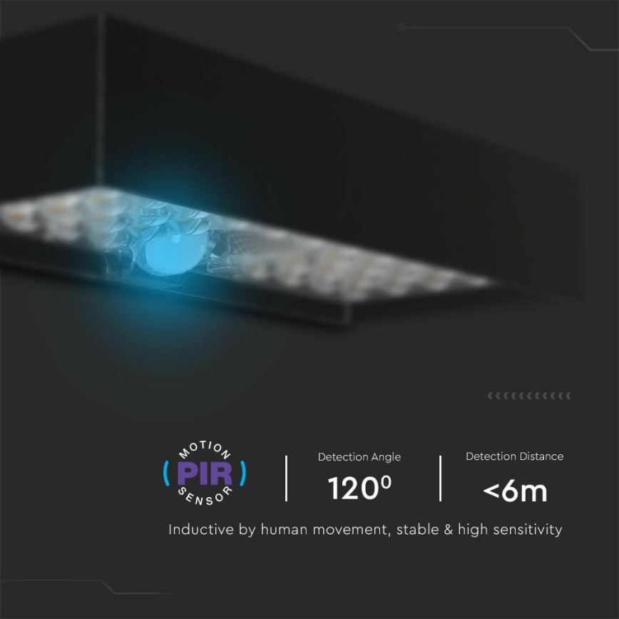Soldrevet LED væglampe med sensor LED/6W/3,7V IP65 4000K 3000 mAh sort