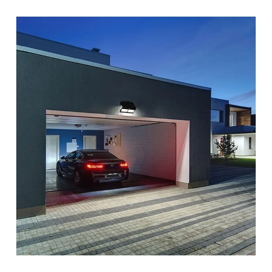 Soldrevet LED væglampe med sensor LED/7W/3,7V 4000K IP65 sort
