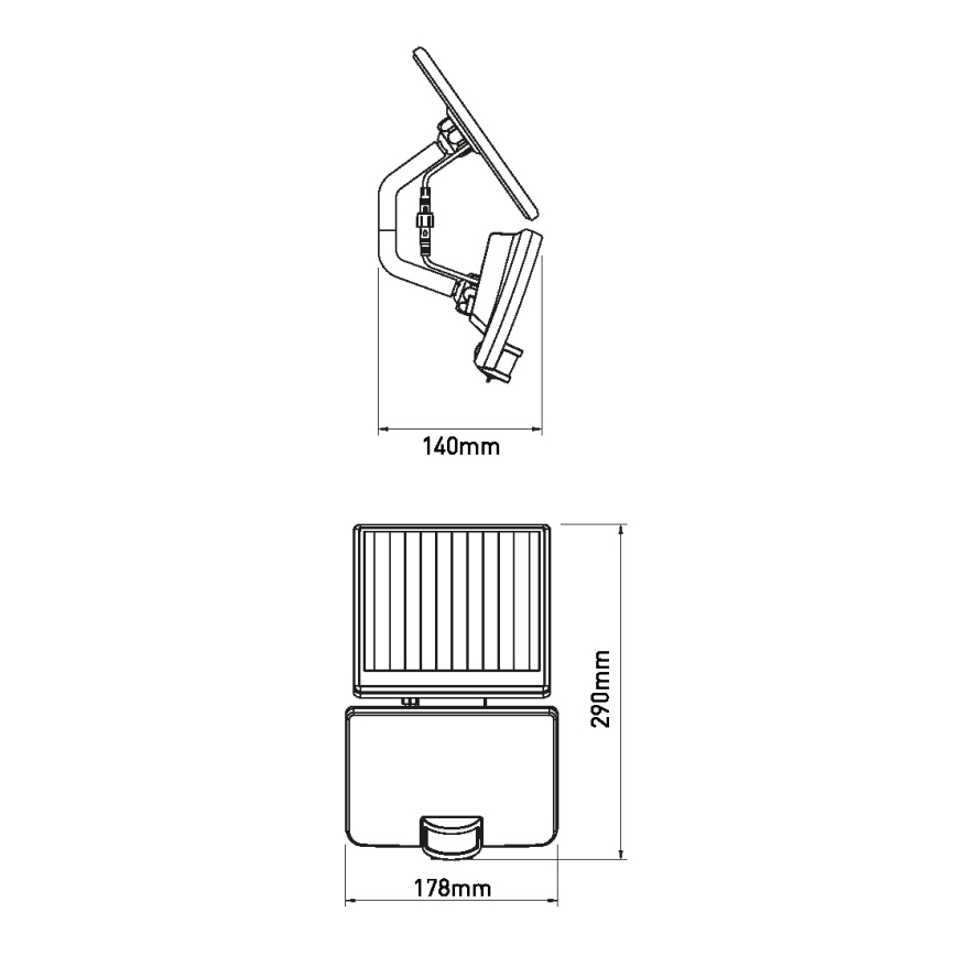 Soldrevet LED væglampe med sensor LED/8W/3,7V 2000 mAh IP54