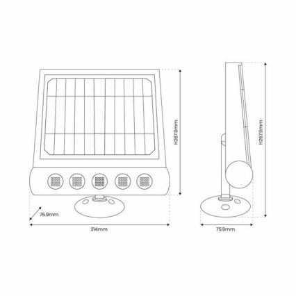 Soldrevet LED væglampe med sensor LED/8W/3,7V 4000 mAh 4000K IP65