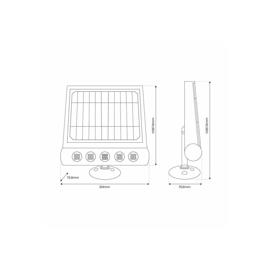 Soldrevet LED væglampe med sensor LED/8W/3,7V 4000 mAh 4000K IP65