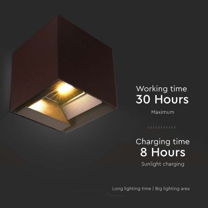 Soldrevet LED væglampe med sensor LED/9W/3,7V 3000/4000/5000K 2600 mAh IP65 brun