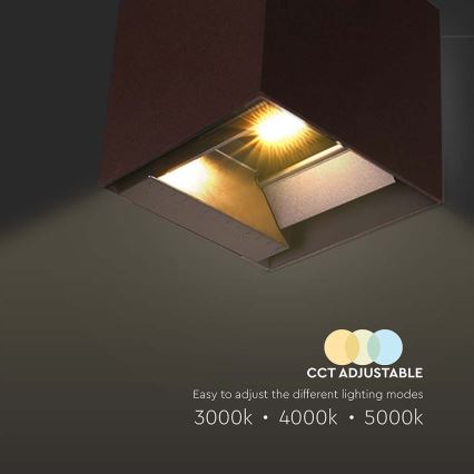 Soldrevet LED væglampe med sensor LED/9W/3,7V 3000/4000/5000K 2600 mAh IP65 brun