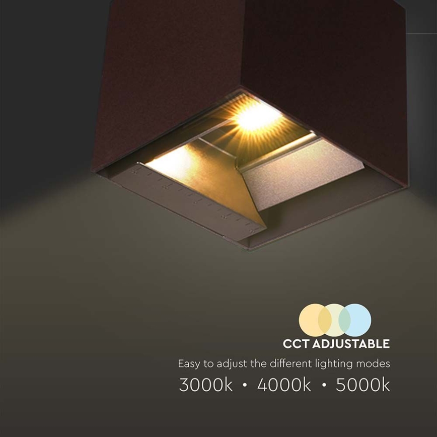 Soldrevet LED væglampe med sensor LED/9W/3,7V 3000/4000/5000K 2600 mAh IP65 brun