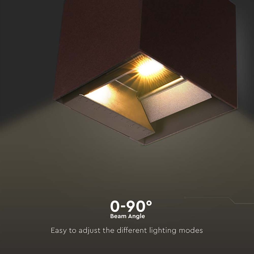 Soldrevet LED væglampe med sensor LED/9W/3,7V 3000/4000/5000K 2600 mAh IP65 brun