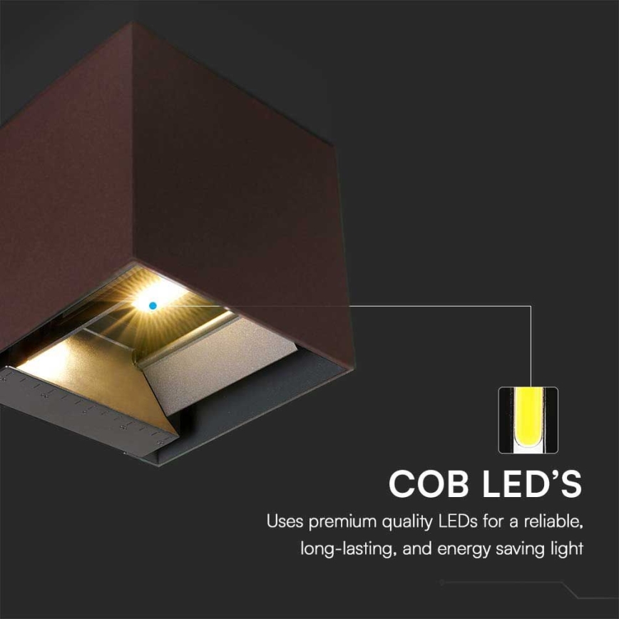 Soldrevet LED væglampe med sensor LED/9W/3,7V 3000/4000/5000K 2600 mAh IP65 brun