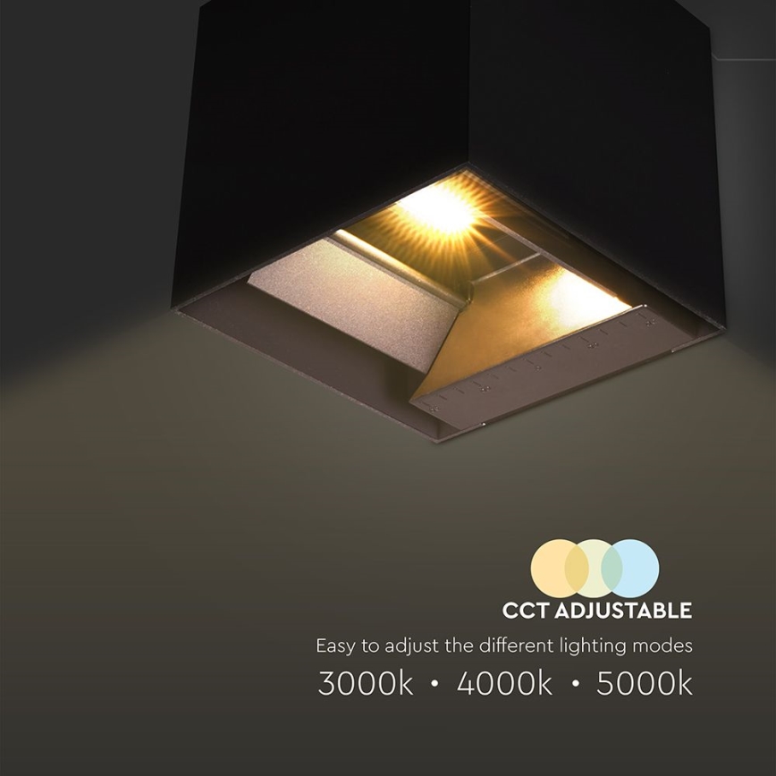 Soldrevet LED væglampe med sensor LED/9W/3,7V 3000/4000/5000K 2600 mAh IP65 sort