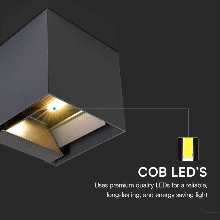 Soldrevet LED væglampe med sensor LED/9W/3,7V 3000/4000/5000K 2600 mAh IP65 sort