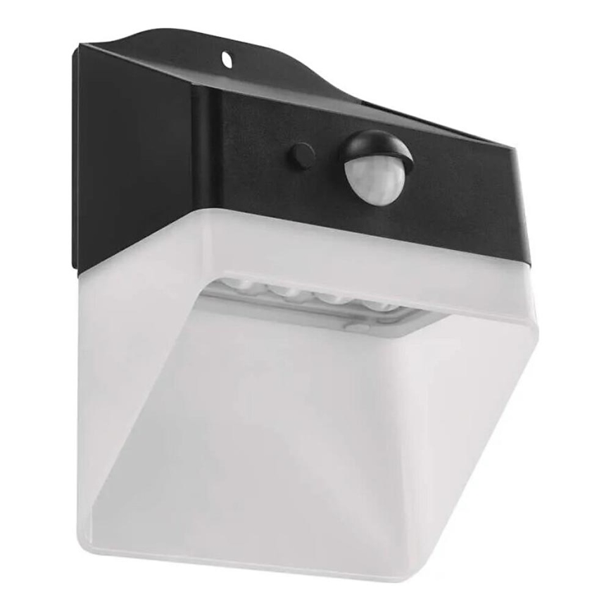 Soldrevet LED væglampe med sensor LUMI LED/3,7W IP65 sort