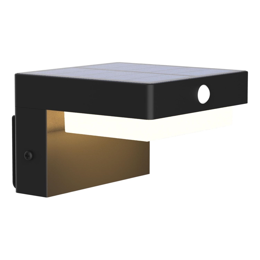 Soldrevet LED væglampe med sensor MALI LED/4,5W/3,7V 2000 mAh IP44 sort