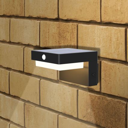 Soldrevet LED væglampe med sensor MALI LED/4,5W/3,7V 2000 mAh IP44 sort