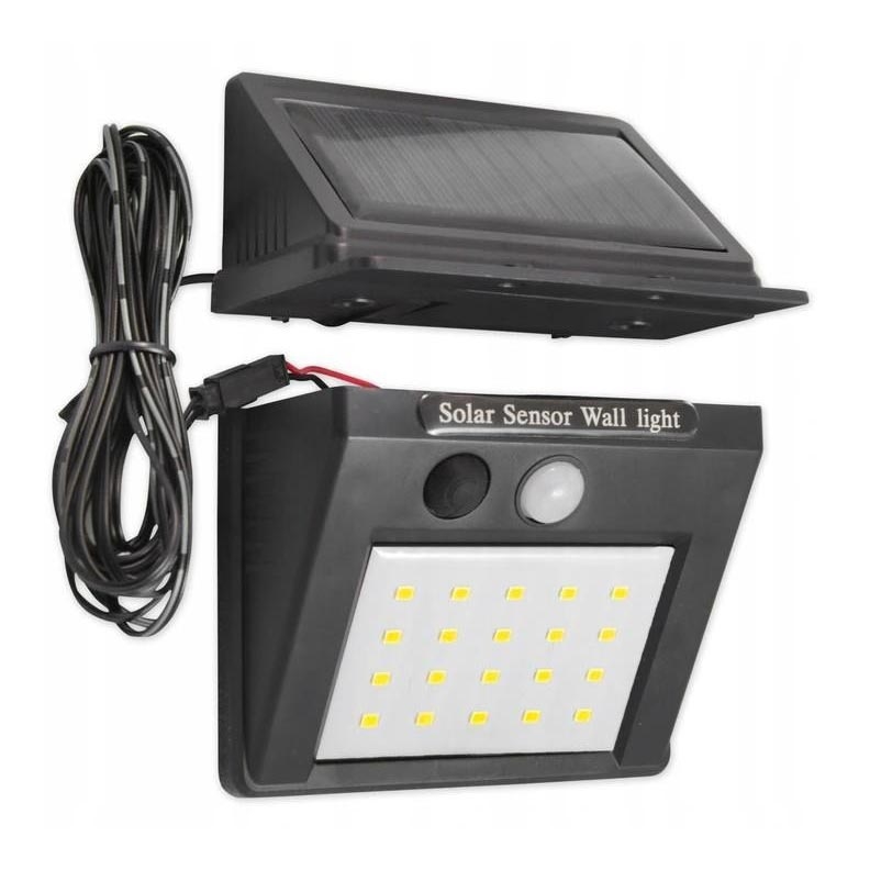 Soldrevet LED væglampe med sensor og eksternt panel LED/0,55W/3,7V 1200 mAh IP65