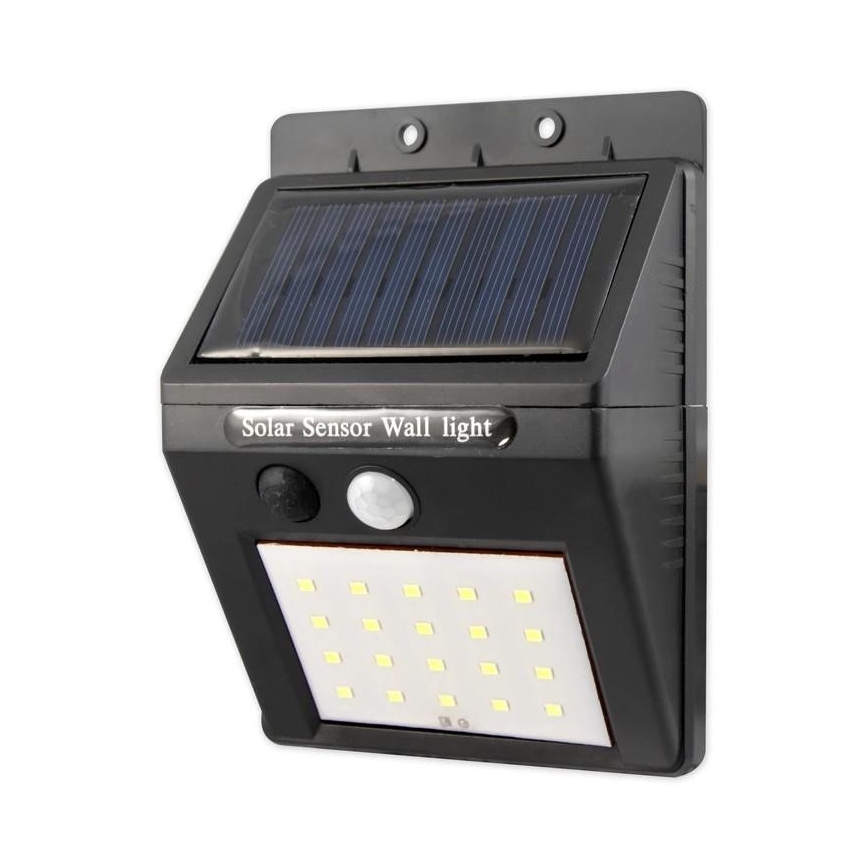 Soldrevet LED væglampe med sensor og eksternt panel LED/0,55W/3,7V 1200 mAh IP65