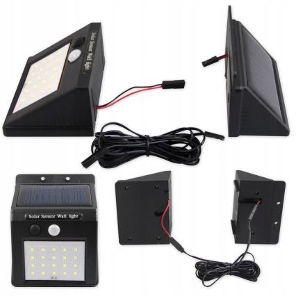Soldrevet LED væglampe med sensor og eksternt panel LED/0,55W/3,7V 1200 mAh IP65