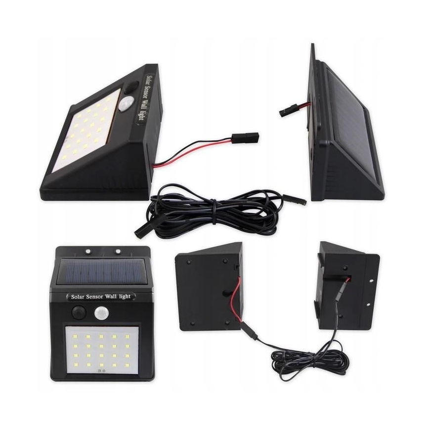 Soldrevet LED væglampe med sensor og eksternt panel LED/0,55W/3,7V 1200 mAh IP65