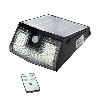 Soldrevet LED væglampe med bevægelses- og skumringssensor TRANSFORMER LED/7W/3,7V IP65 + fjernbetjening
