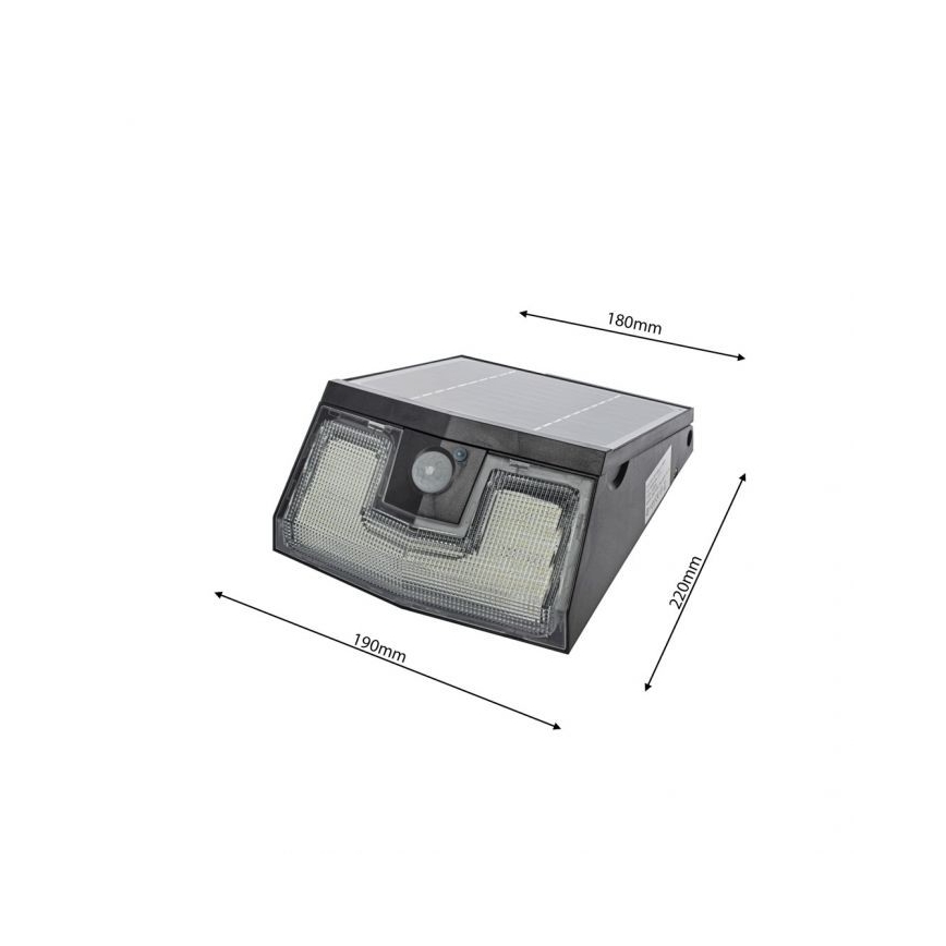 Soldrevet LED væglampe med bevægelses- og skumringssensor TRANSFORMER LED/7W/3,7V IP65 + fjernbetjening