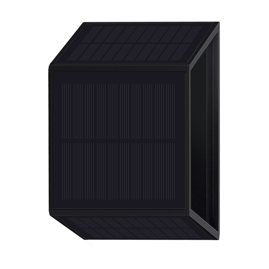 Soldrevet LED væglampe WINGS LED/2W/1300 mAh 3,7V 3000K IP54 sort
