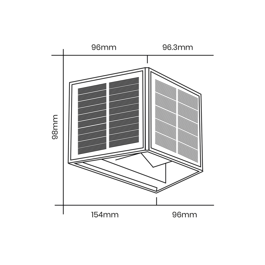 Soldrevet LED væglampe WINGS LED/2W/1300 mAh 3,7V 3000K IP54 sort