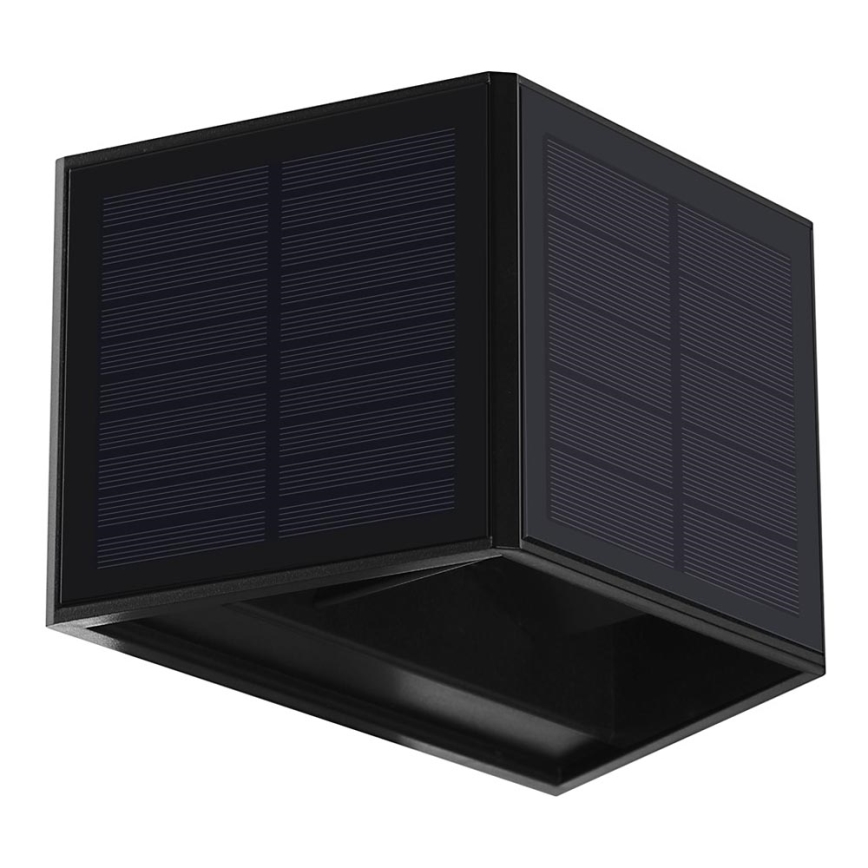 Soldrevet LED væglampe WINGS LED/2W/1300 mAh 3,7V 6000K IP54 sort