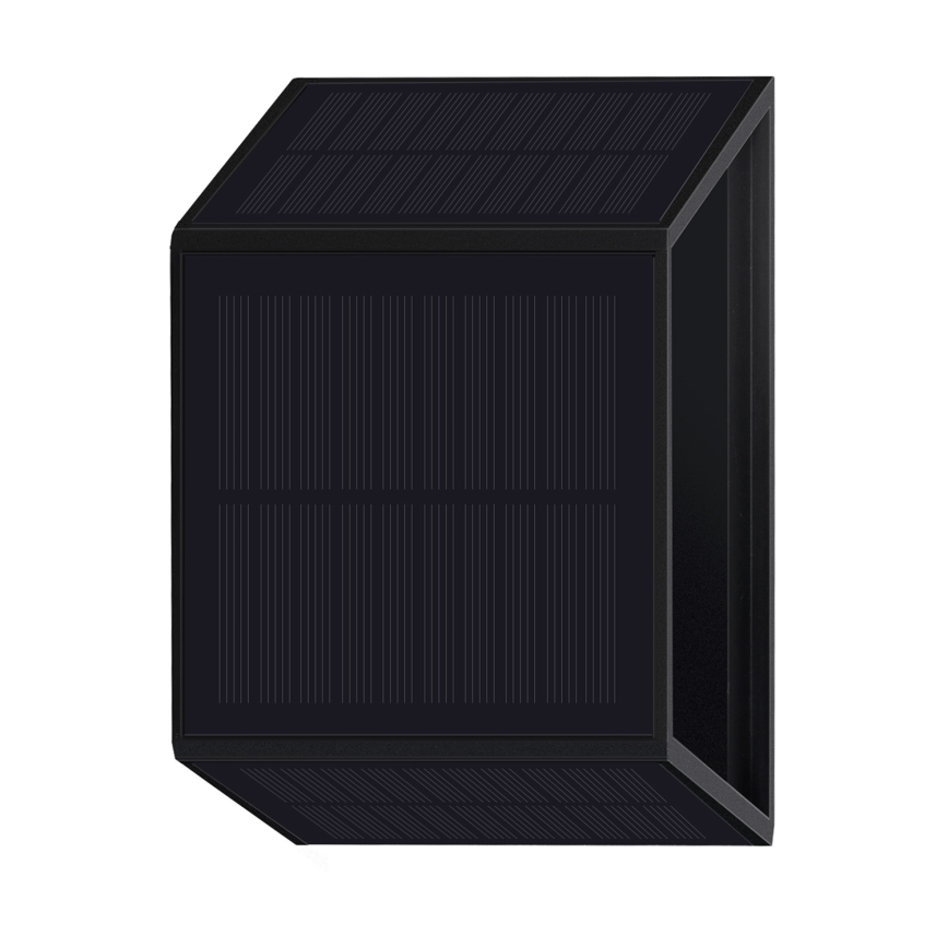 Soldrevet LED væglampe WINGS LED/2W/1300 mAh 3,7V 6000K IP54 sort