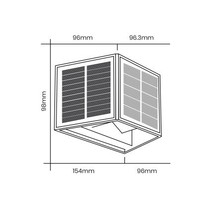 Soldrevet LED væglampe WINGS LED/2W/1300 mAh 3,7V 6000K IP54 sort