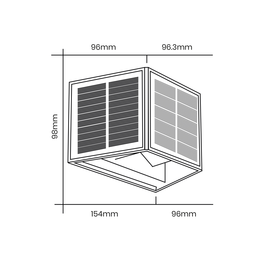 Soldrevet LED væglampe WINGS LED/2W/1300 mAh 3,7V 6000K IP54 sort
