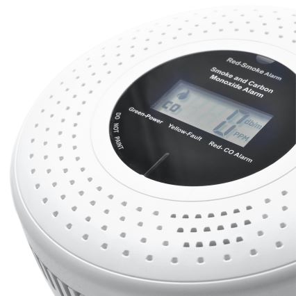 Røg- og kuliltedetektor med LCD-display 2xAA