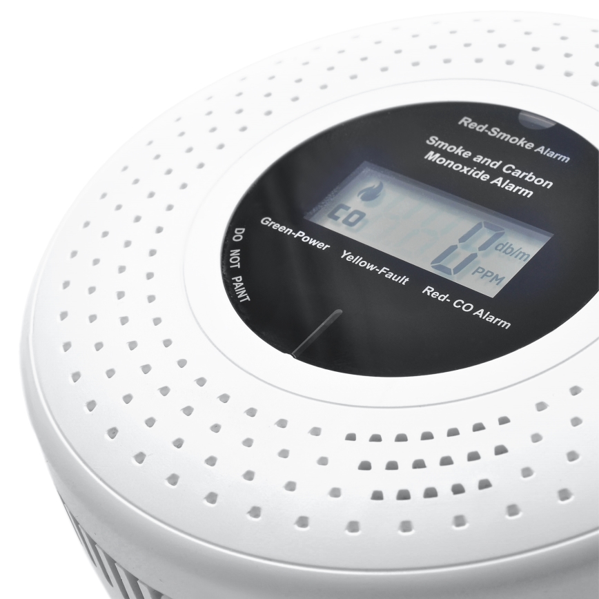 Røg- og kuliltedetektor med LCD-display 2xAA