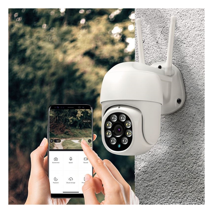 Udendørs kamera med sensor, IP65-beskyttelse, Wi-Fi og Tuya-kompatibilitet