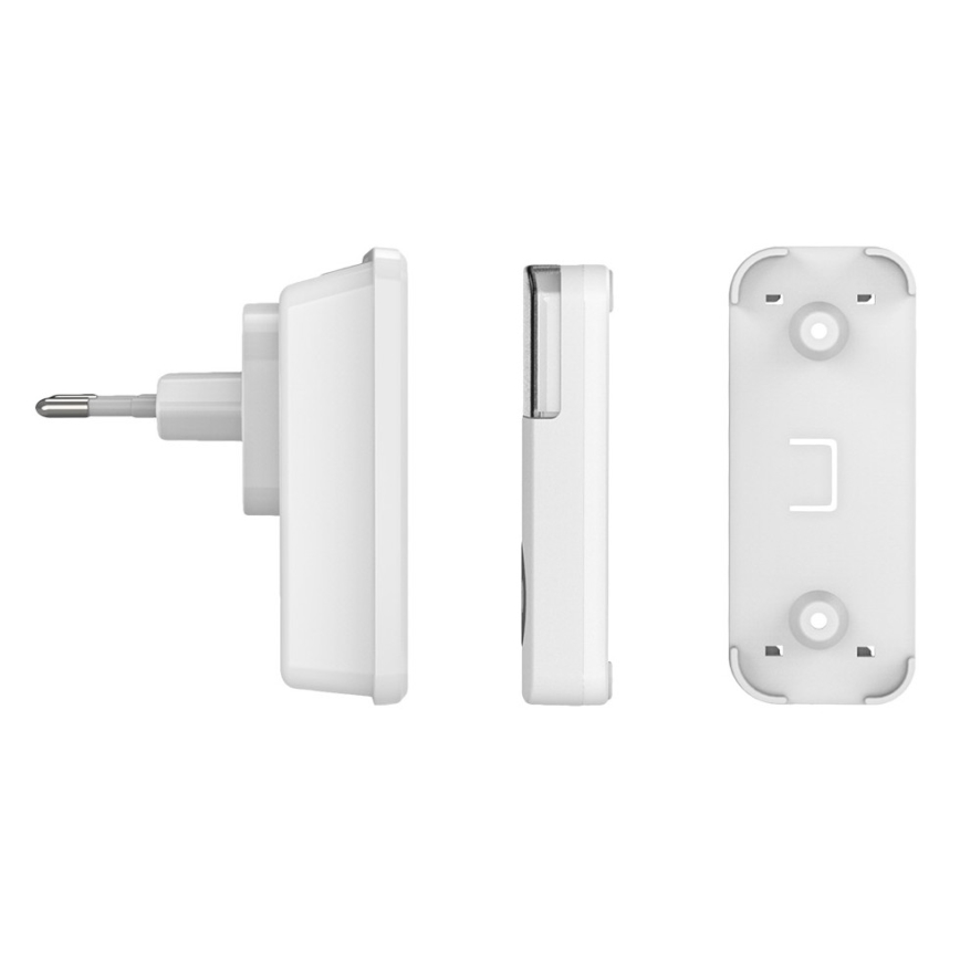 Trådløs plugin-dørklokke 230V/1xCR2032 IP56 hvid