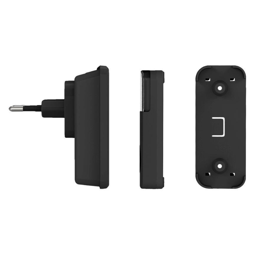 Trådløs plugin-dørklokke 230V/1xCR2032 IP56 sort