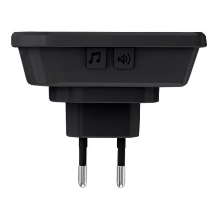 Trådløs plugin-dørklokke 230V/1xCR2032 IP56 sort
