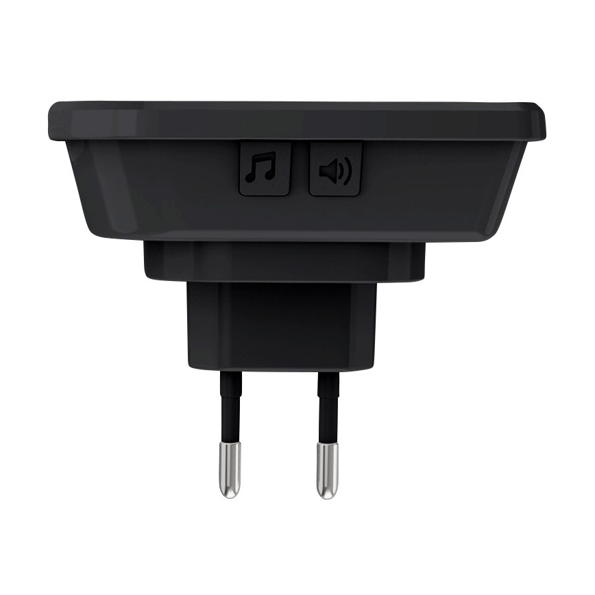 Trådløs plugin-dørklokke 230V/1xCR2032 IP56 sort