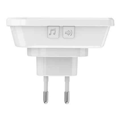 Trådløs plugin-dørklokke 230V + 2x knap 2xCR2032 IP56 hvid
