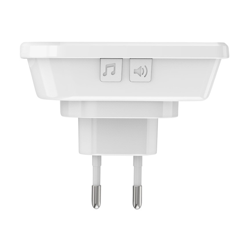Trådløs plugin-dørklokke 230V + 2x knap 2xCR2032 IP56 hvid