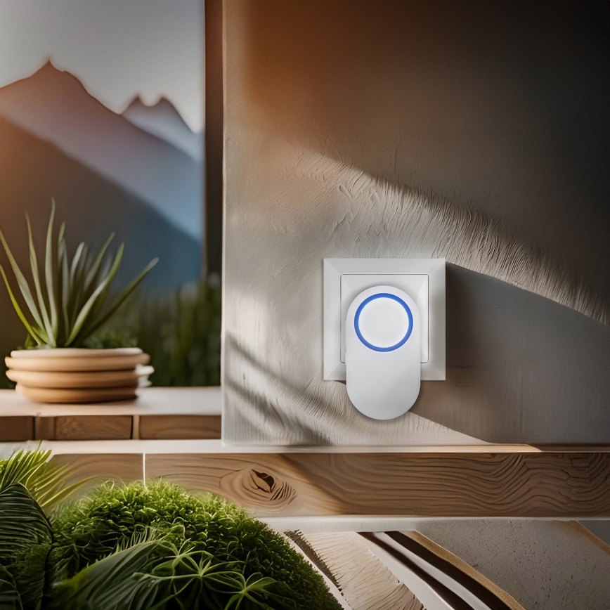 Trådløs plugin-dørklokke 230V/1xCR2032 IP56 hvid