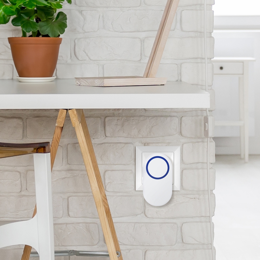 Trådløs plugin-dørklokke 230V/1xCR2032 IP56 hvid