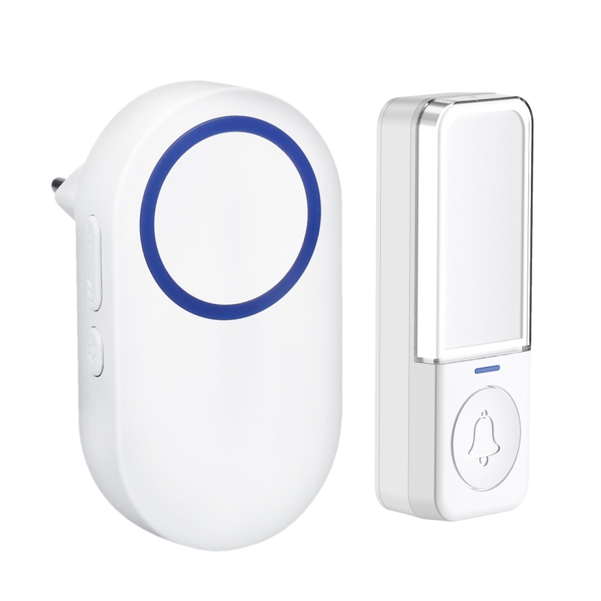Trådløs plugin-dørklokke 230V/1xCR2032 IP56 hvid