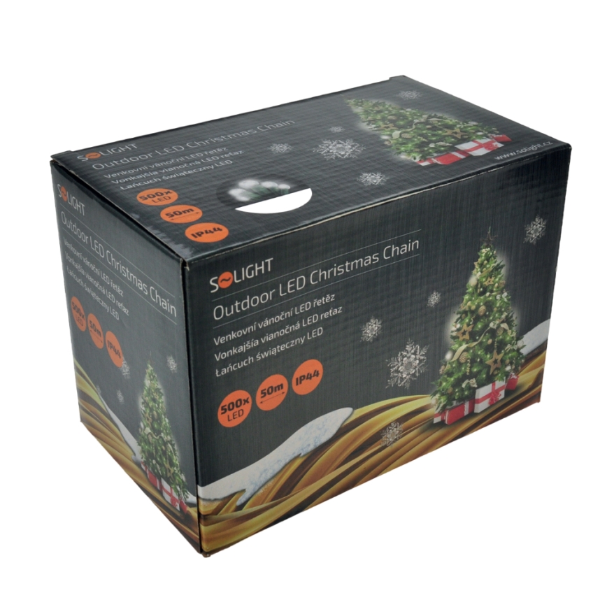 LED udendørs julelyskæde 500xLED/8 funktioner IP44 55 m kold hvid
