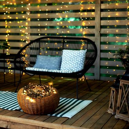 Udendørs LED julelyskæde 200xLED/8 funktioner IP44 25 m varm hvid
