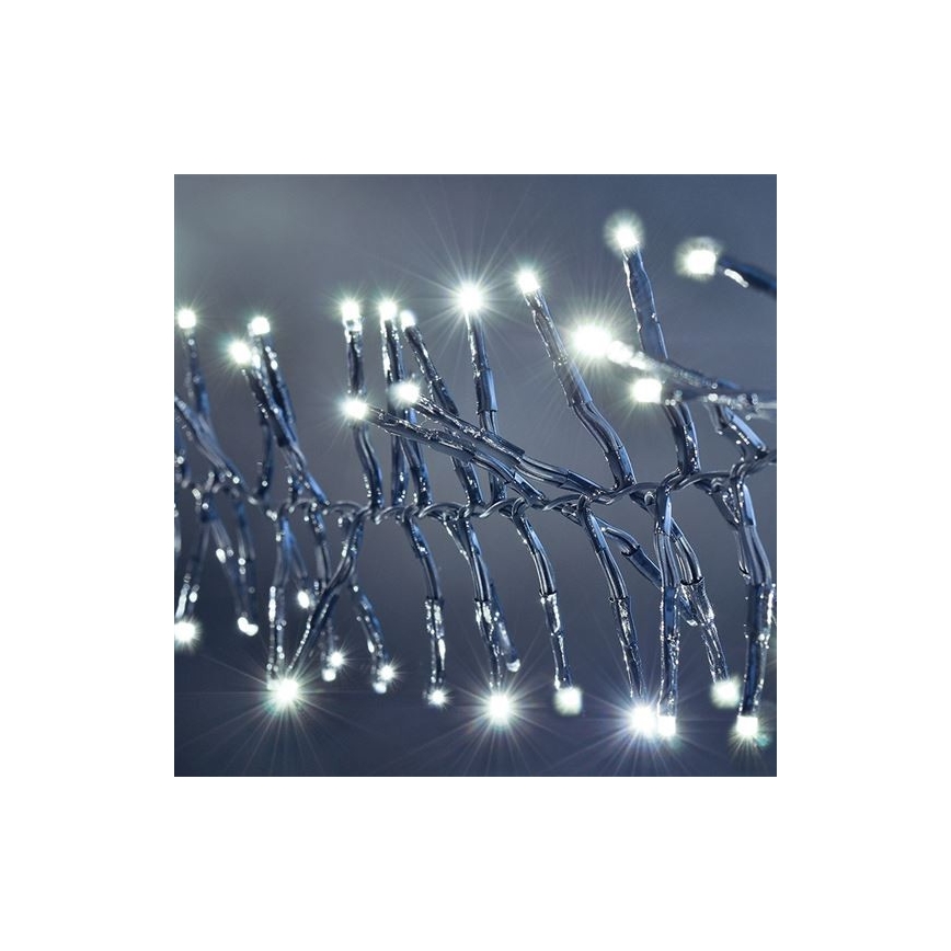 LED lyskæde 576xLED/8 funktioner 8 m IP44 kold hvid + fjernbetjening