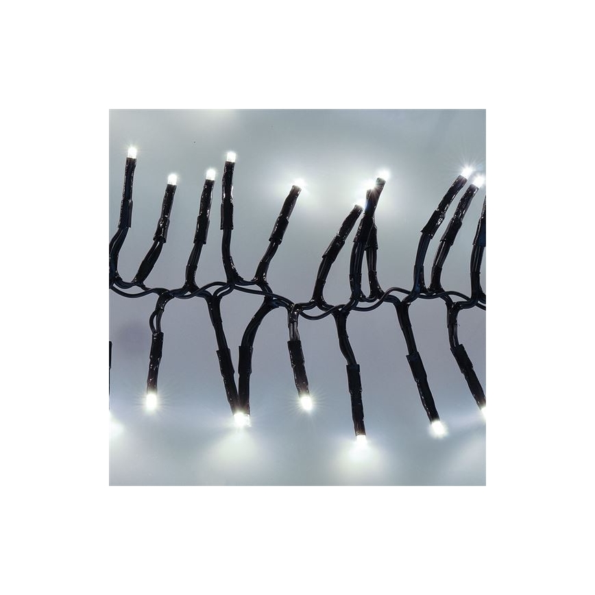 LED lyskæde 576xLED/8 funktioner 8 m IP44 kold hvid + fjernbetjening