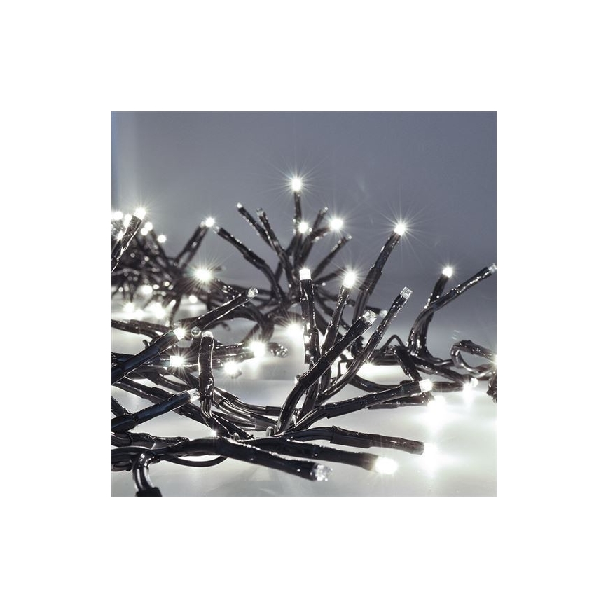 LED lyskæde 576xLED/8 funktioner 8 m IP44 kold hvid + fjernbetjening