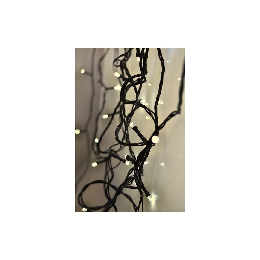 LED udendørs lyskæde, 50 LED / 8 funktioner, 8 m, IP44, varm hvid