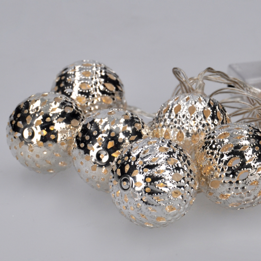LED julekæde 10xLED/2xAA 1m varm hvid