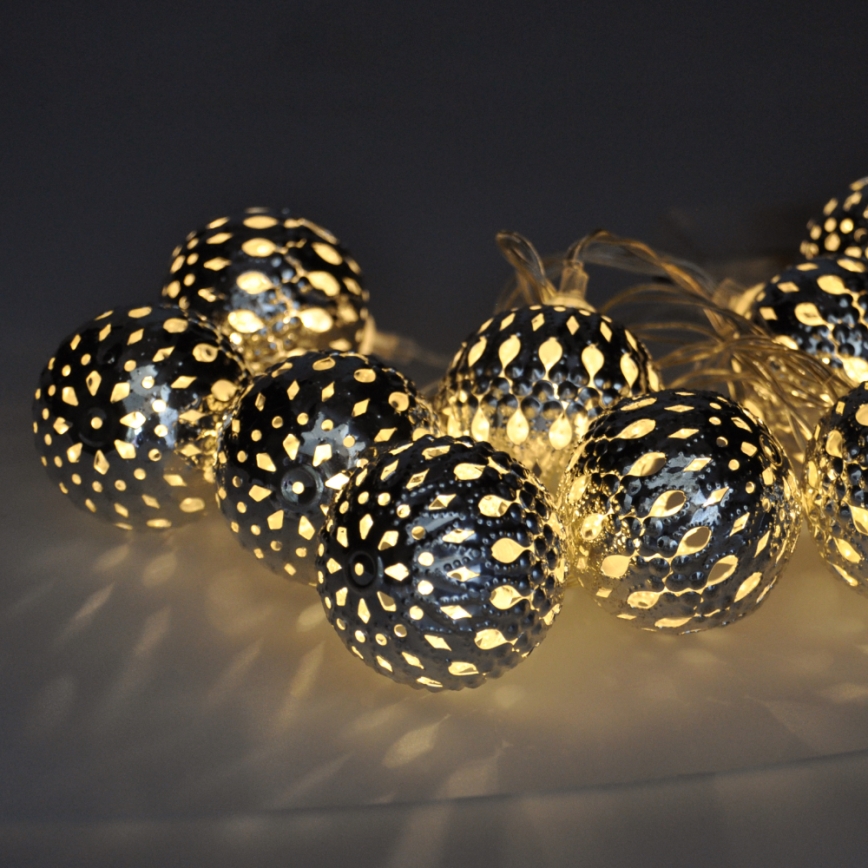 LED julekæde 10xLED/2xAA 1m varm hvid
