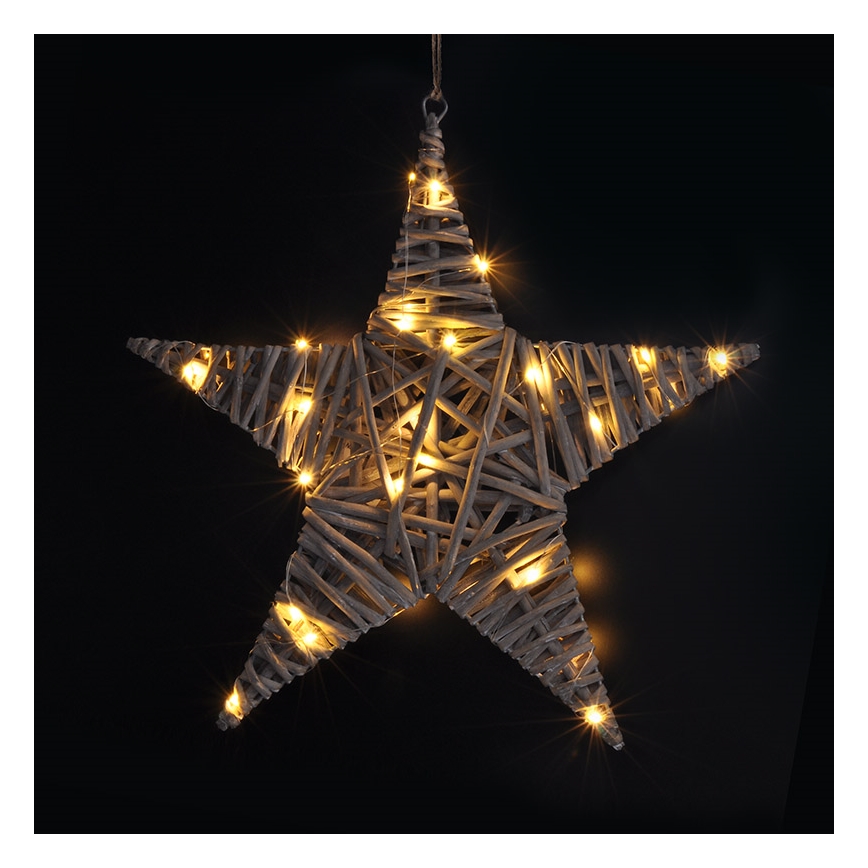 LED julestjerne LED/2xAA rattan