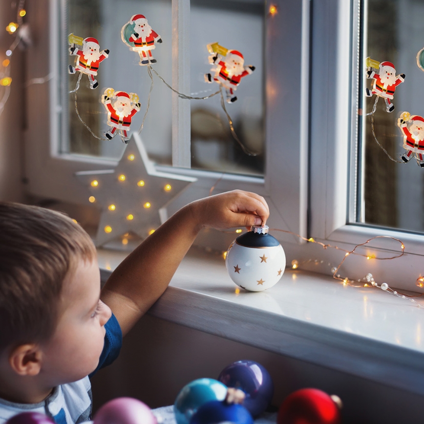 LED julelyskæde med sugekopper 6xLED/2xAA 1,2m varm hvid santa